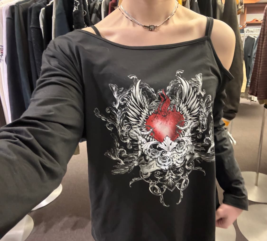 M)Japanese vintage 여성 y2k 오프숄더 롱슬리브 상품이미지2