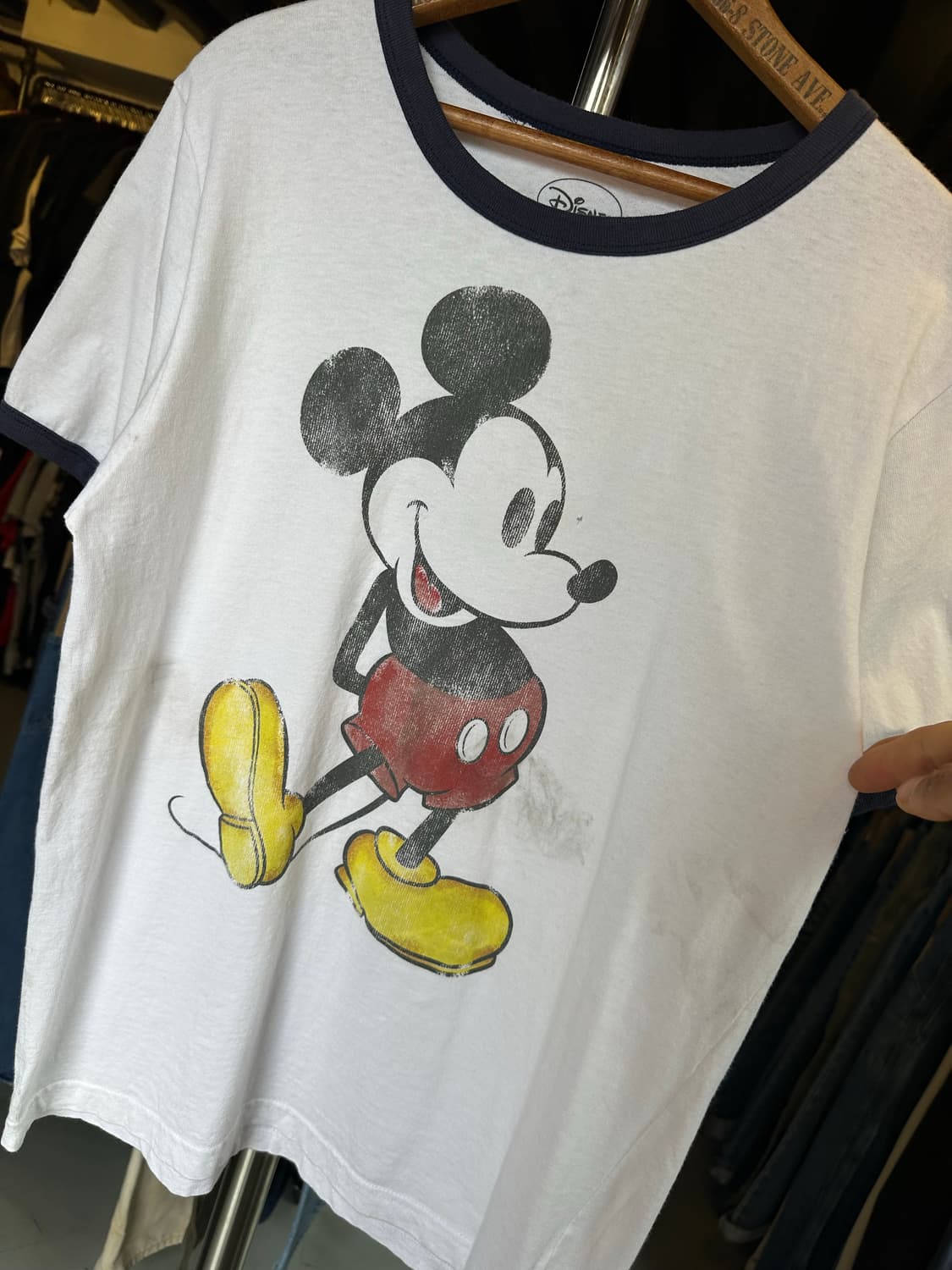 디즈니 미키마우스 프린팅 더티 링거티셔츠 상품이미지3