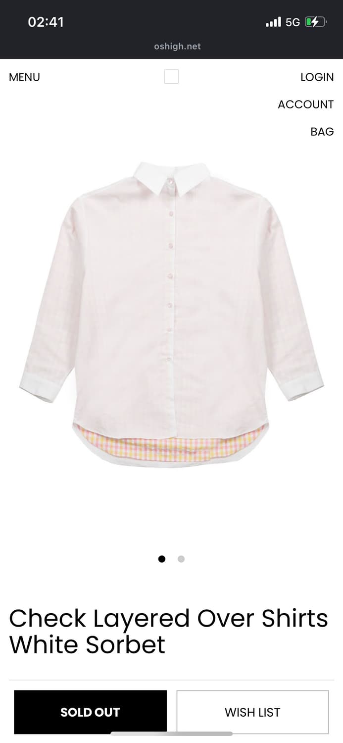 오스하이 oshigh 체크 레이어드 셔츠 소르베 상품이미지1
