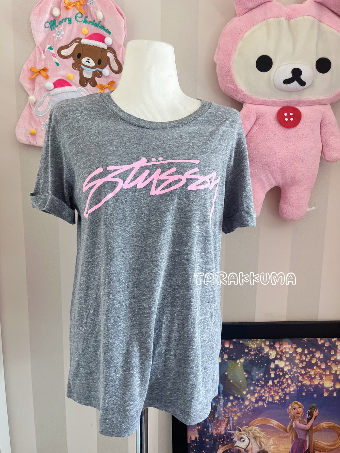 Stussy 스투시 그레이핑크 반팔티 빈티지 상품이미지2