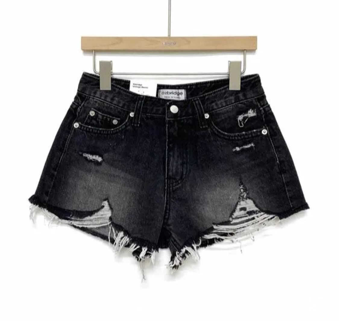 워싱 데미지 흑청 데님 숏팬츠 L 반바지 closetharh 에이블리 상품이미지1