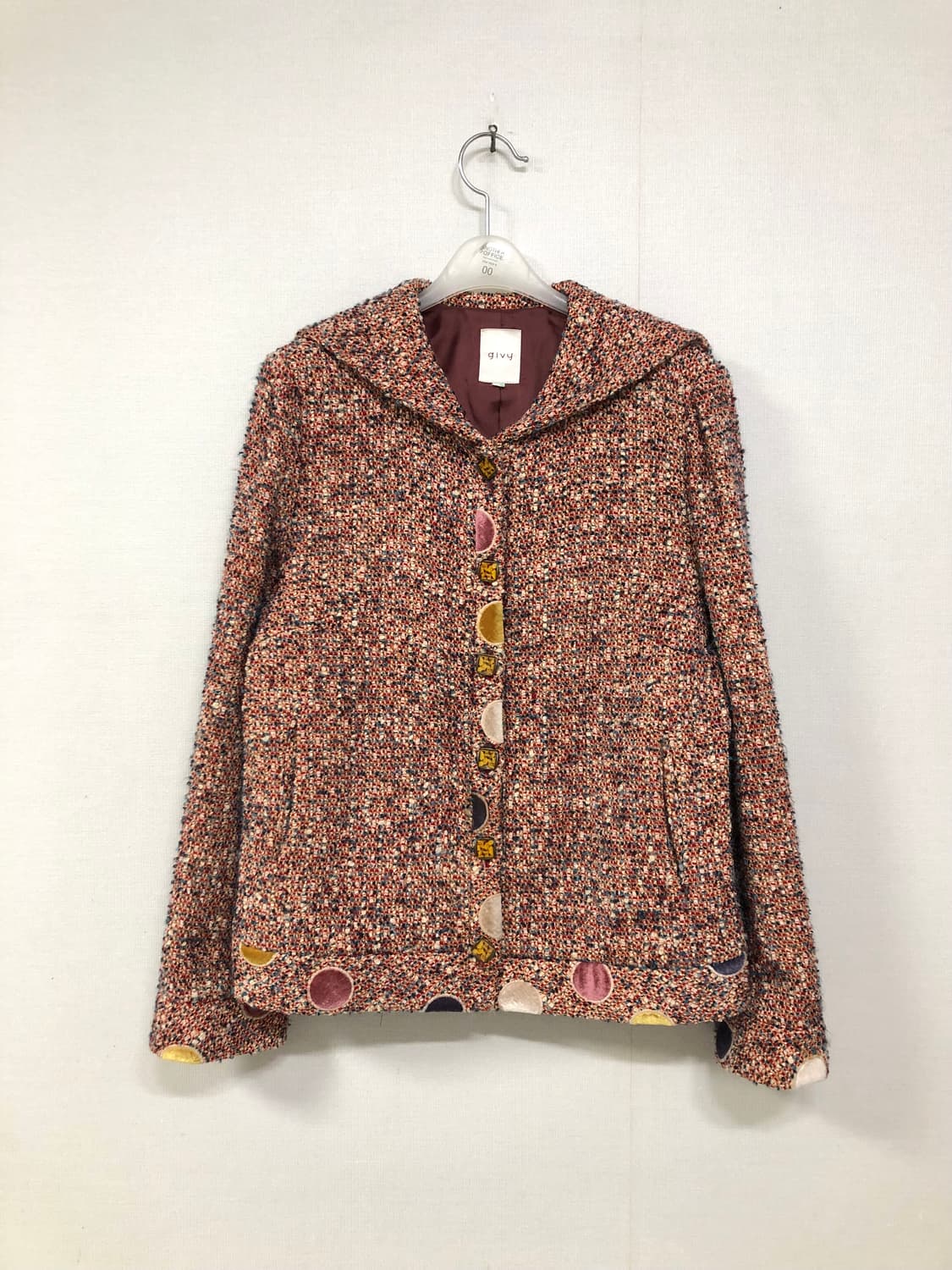 givy 기비 여성 울혼방 엔틱풍 도트 땡땡이 숄카라 트위드 자켓 44- 상품이미지1