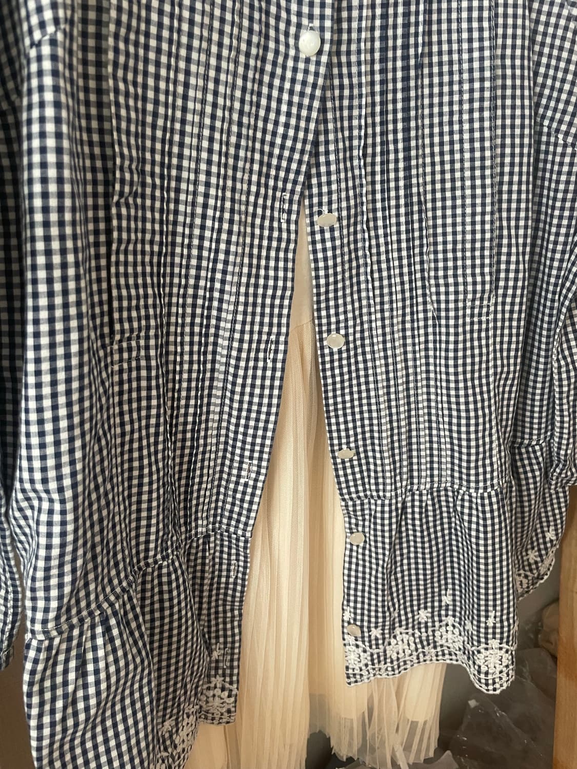 모리걸 빈티지 체크 자수 바선생 원피스 set 💙🤍🎀 상품이미지2