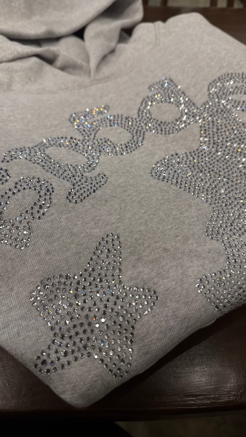 sp5der 스파이더 라인스톤 후드 그레이 상품이미지5