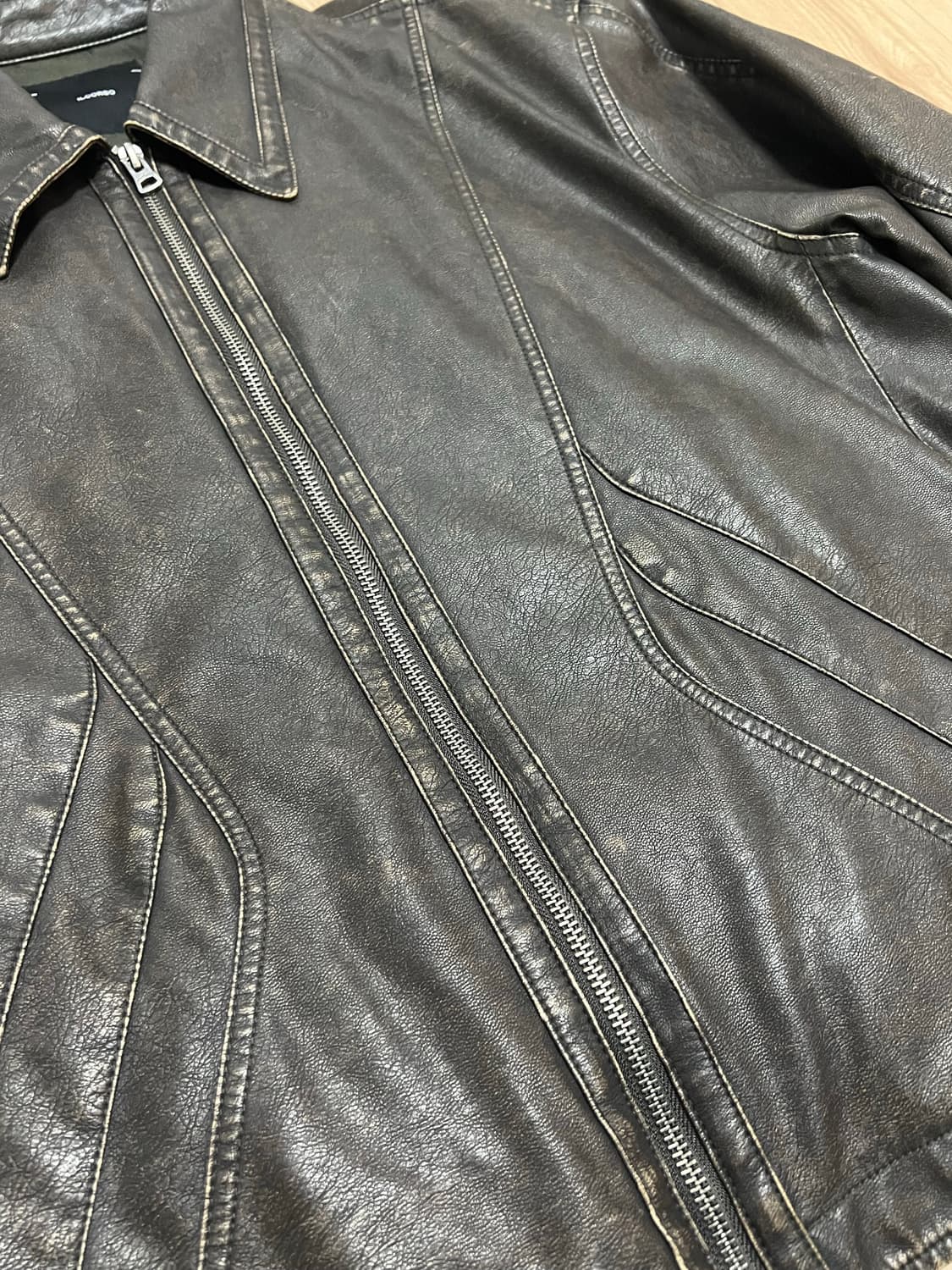 일꼬르소 워시드 페이크레더 점퍼 다크브라운 / L 상품이미지6