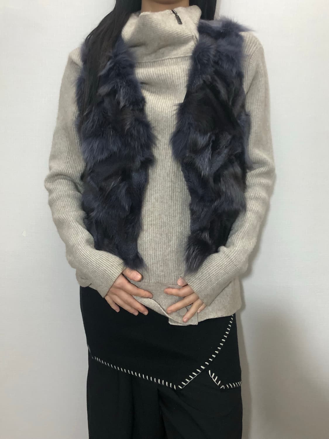 빈티지 퍼플 래빗 퍼 베스트 상품이미지2