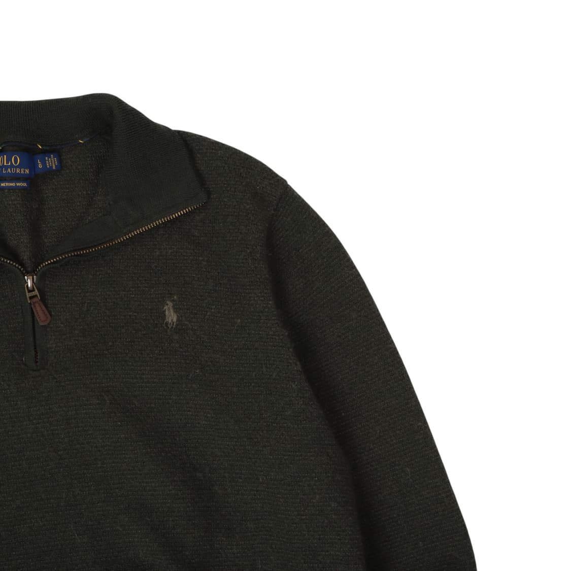 폴로 랄프로렌 카키 워셔블 메리노울 하프집업 니트 상품이미지3
