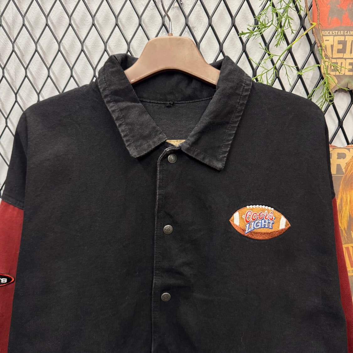 00s USA VINTAGE 코튼 워크 자켓 레드 배색 블랙 상품이미지3