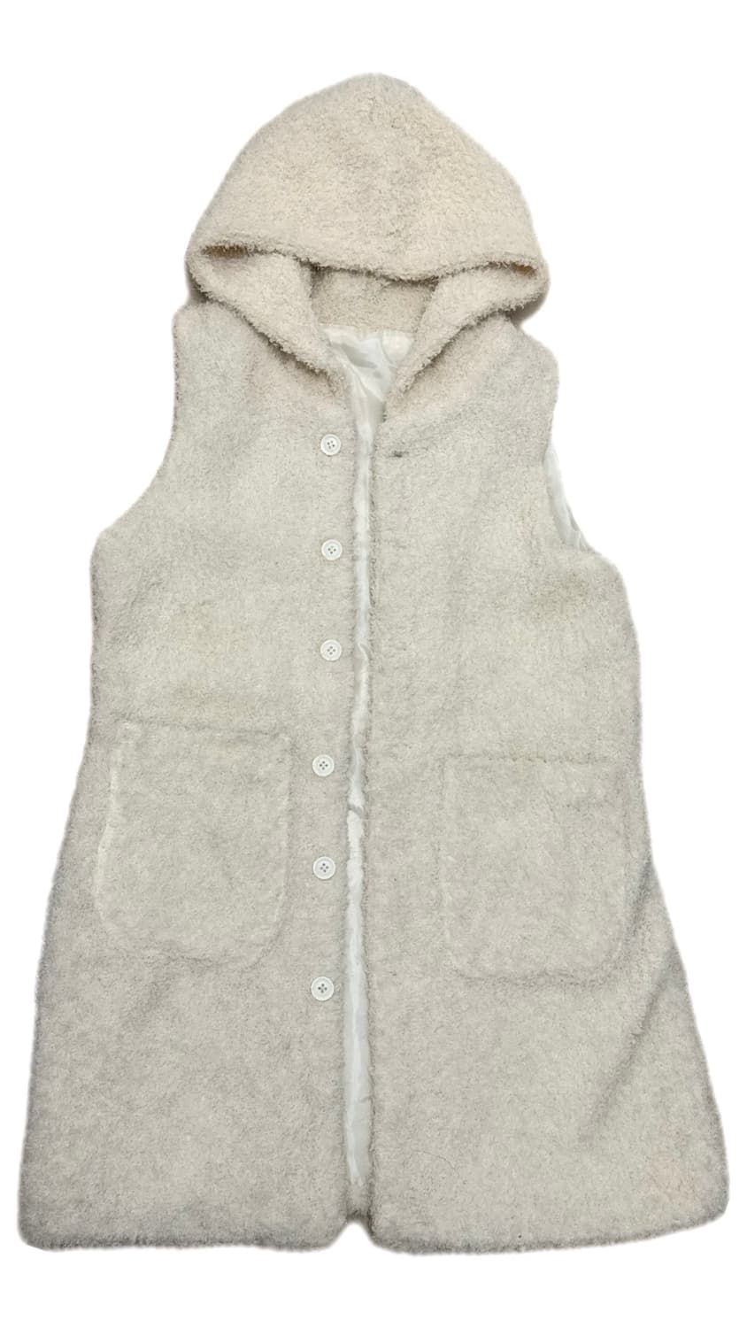 빈티지 하프 기장 퍼 베스트 아이보리 상품이미지2