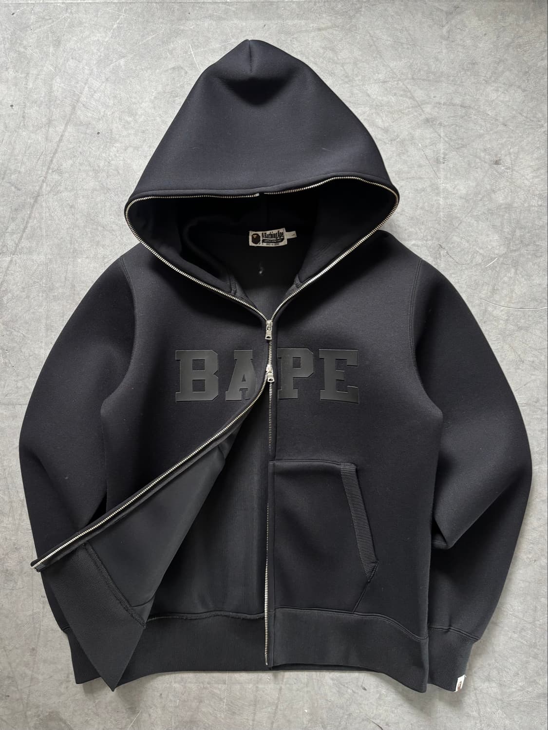 Bape 베이프 블랙 네오프렌 풀 집업 후드 집업 상품이미지4