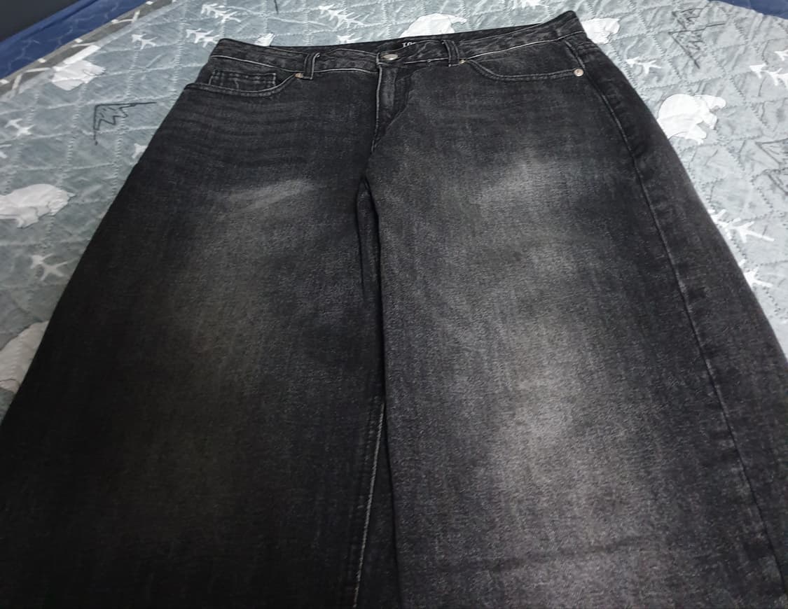 토피 워싱 와이드 데님팬츠 딥그레이 (XL) 상품이미지2