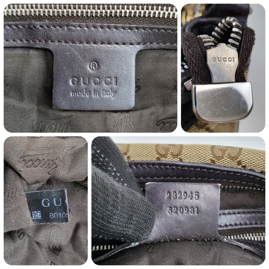 정품 구찌 232945 투톤 메탈 G로고장식 자가드 호보백 상품이미지9