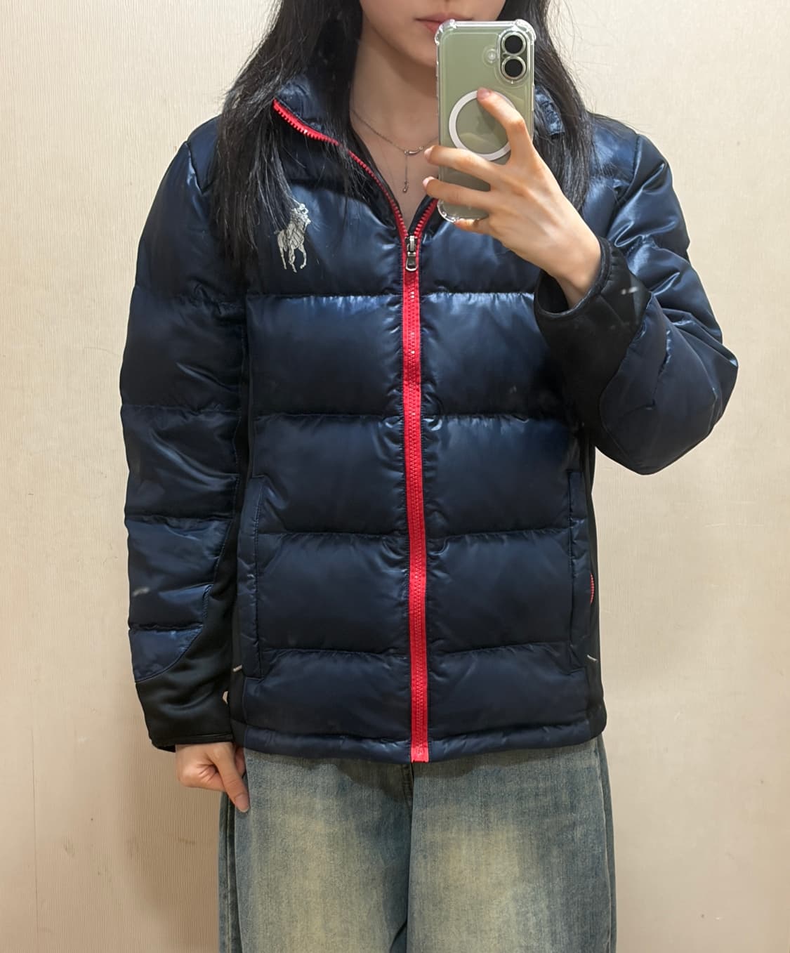 폴로 빅포니 네이비 폴리 덕다운 패딩 자켓 상품이미지3