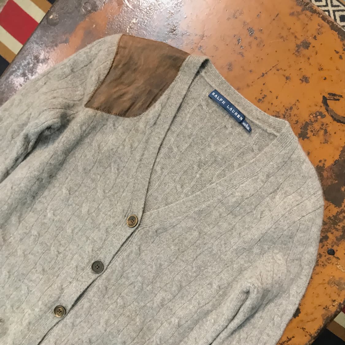 폴로랄프로렌 캐시미어 혼방 그레이 케이블 롱 가디건 여성 44 55 상품이미지3