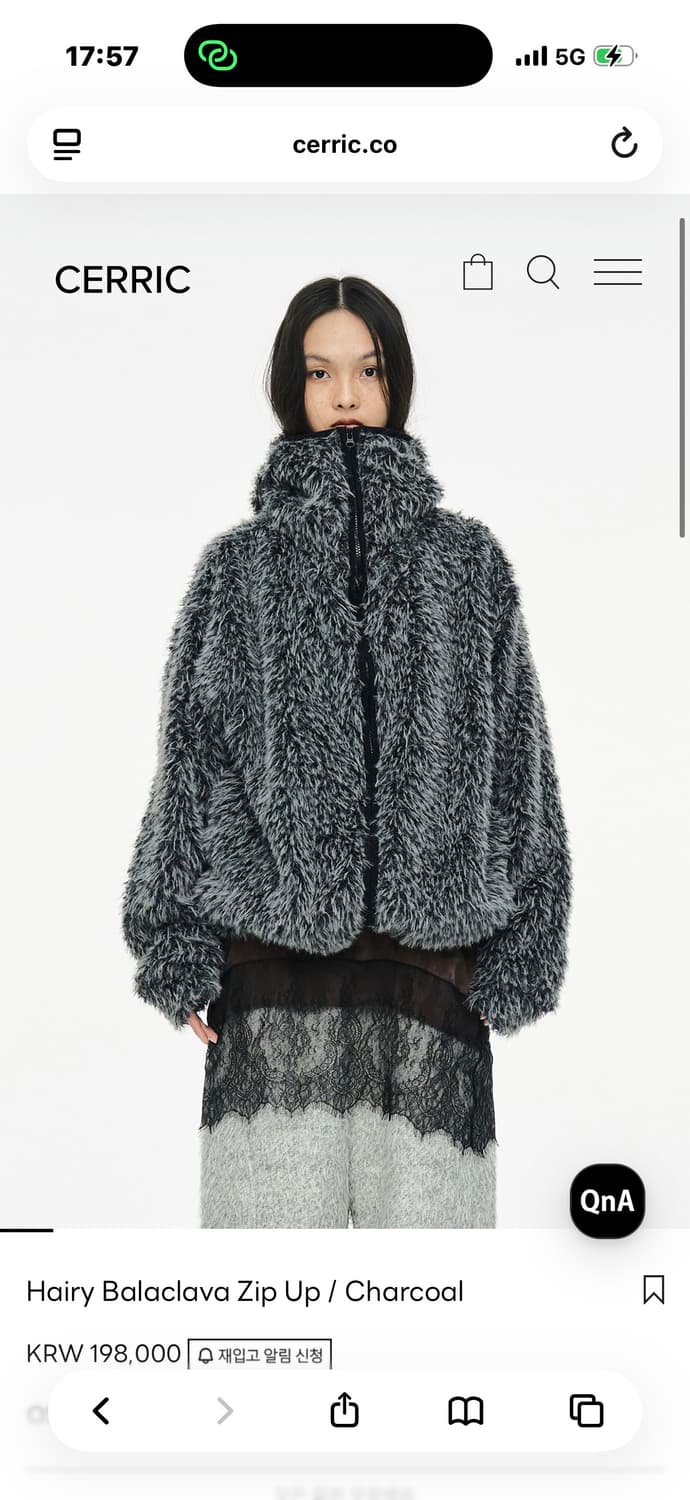 Hairy Balaclava Zip Up / Charcoal 상품이미지1