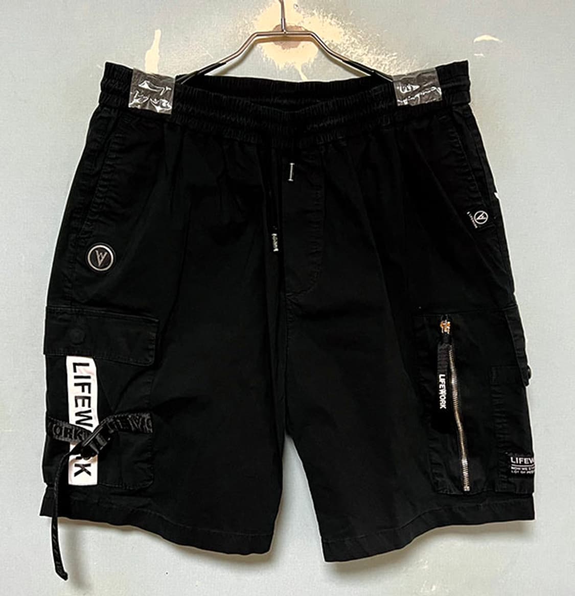라이프워크 남자 카고 반바지 밴딩 블랙 스판 스트릿룩 L 32-34 상품이미지1