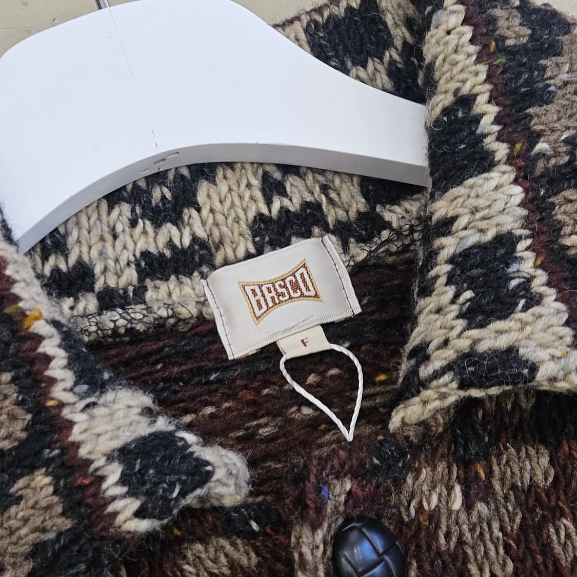 BASCO 울 니트 자켓 코위찬 스웨터 XL 상품이미지5