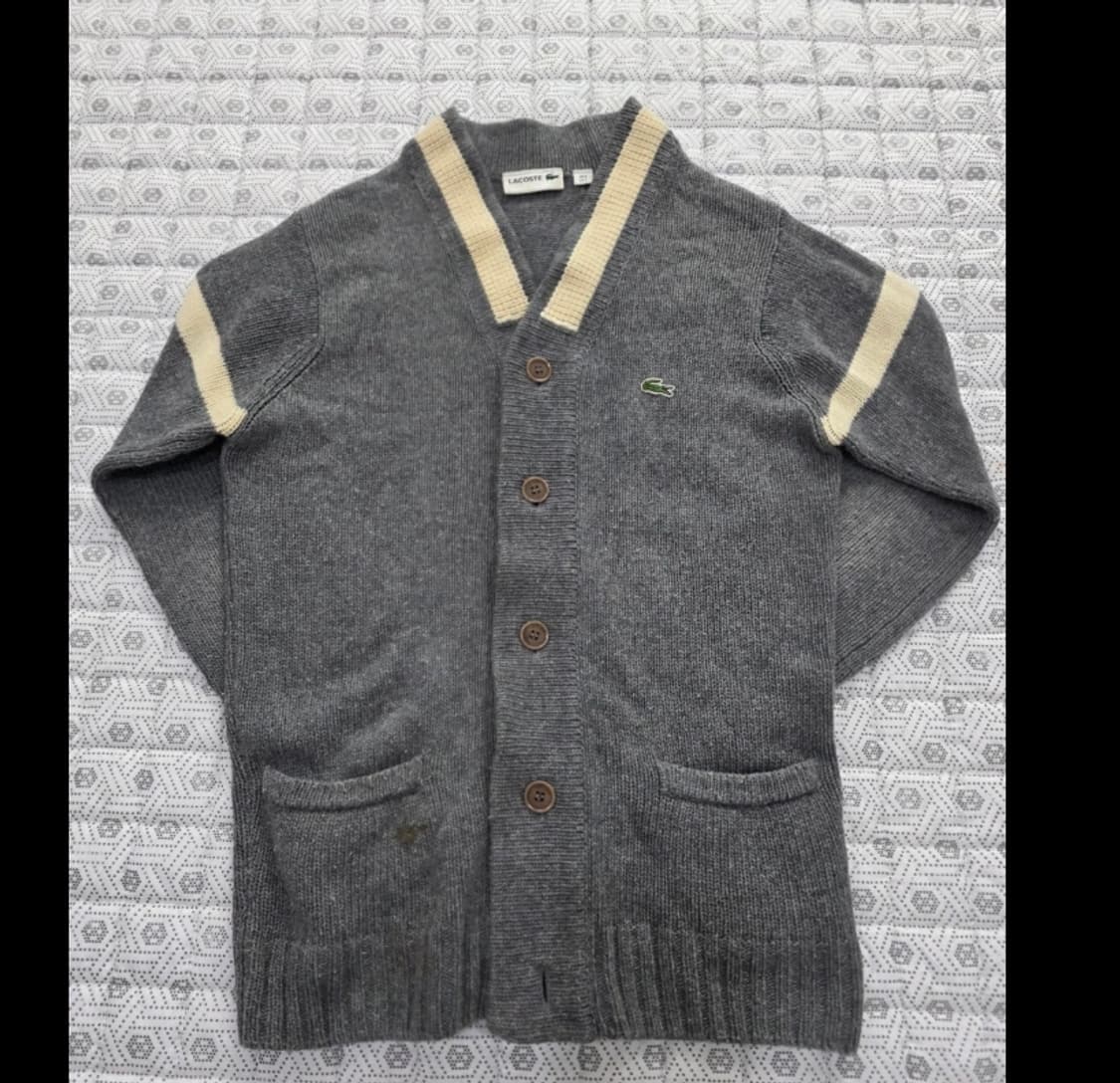 라코스테 브이넥 가디건 회색 55반 상품이미지2