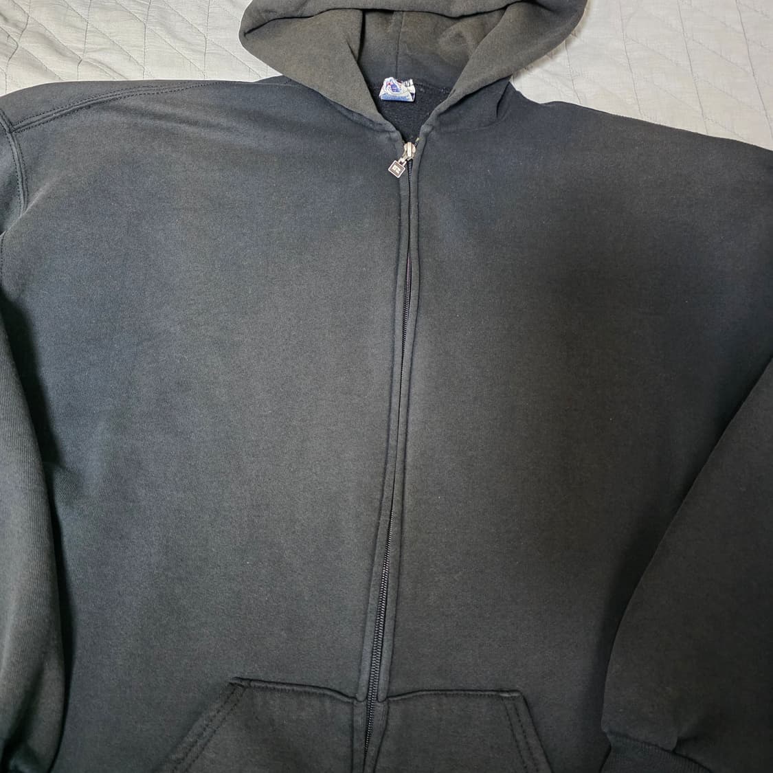 [XXL] 90s USA 빈티지 러셀 애슬레틱 후드집업 블랙 트래쉬드 상품이미지3