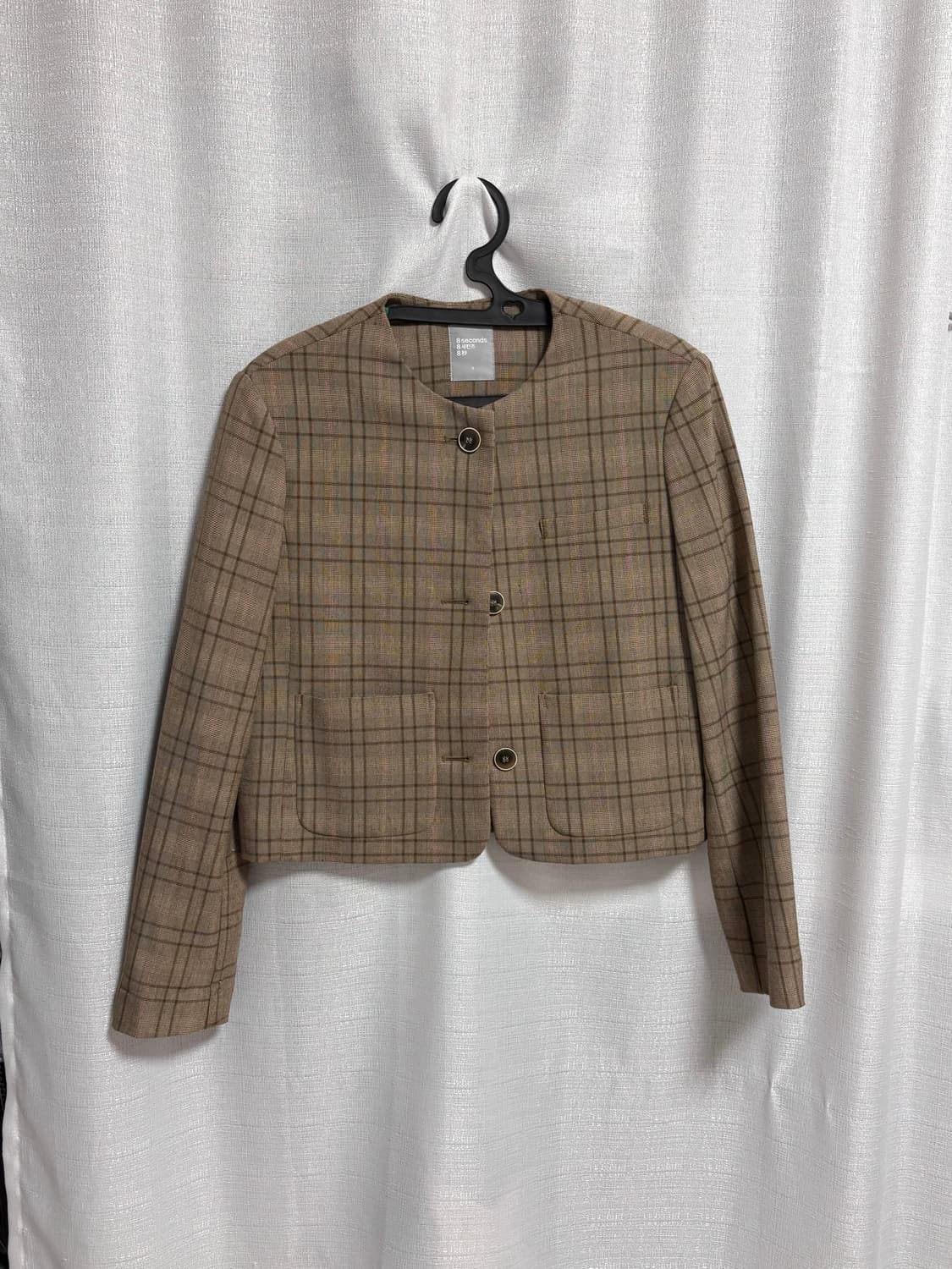 에잇세컨즈 노카라체크크롭자켓 상품이미지3