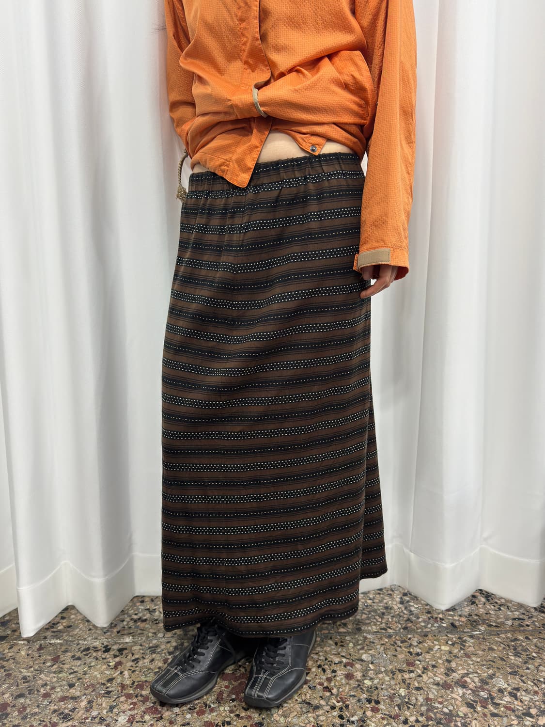 brown stripe skirt 상품이미지1