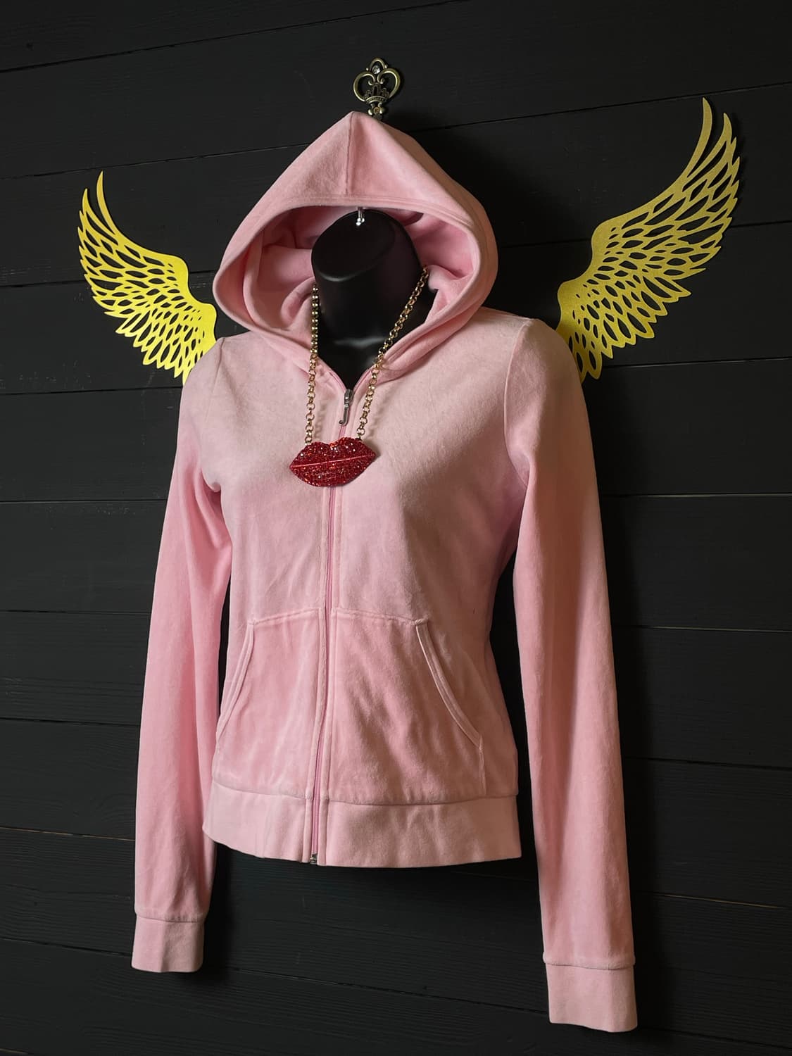 JUICY COUTURE 쥬시꾸뛰르 갸루 핑크 테니스 벨벳 후드집업 상품이미지4