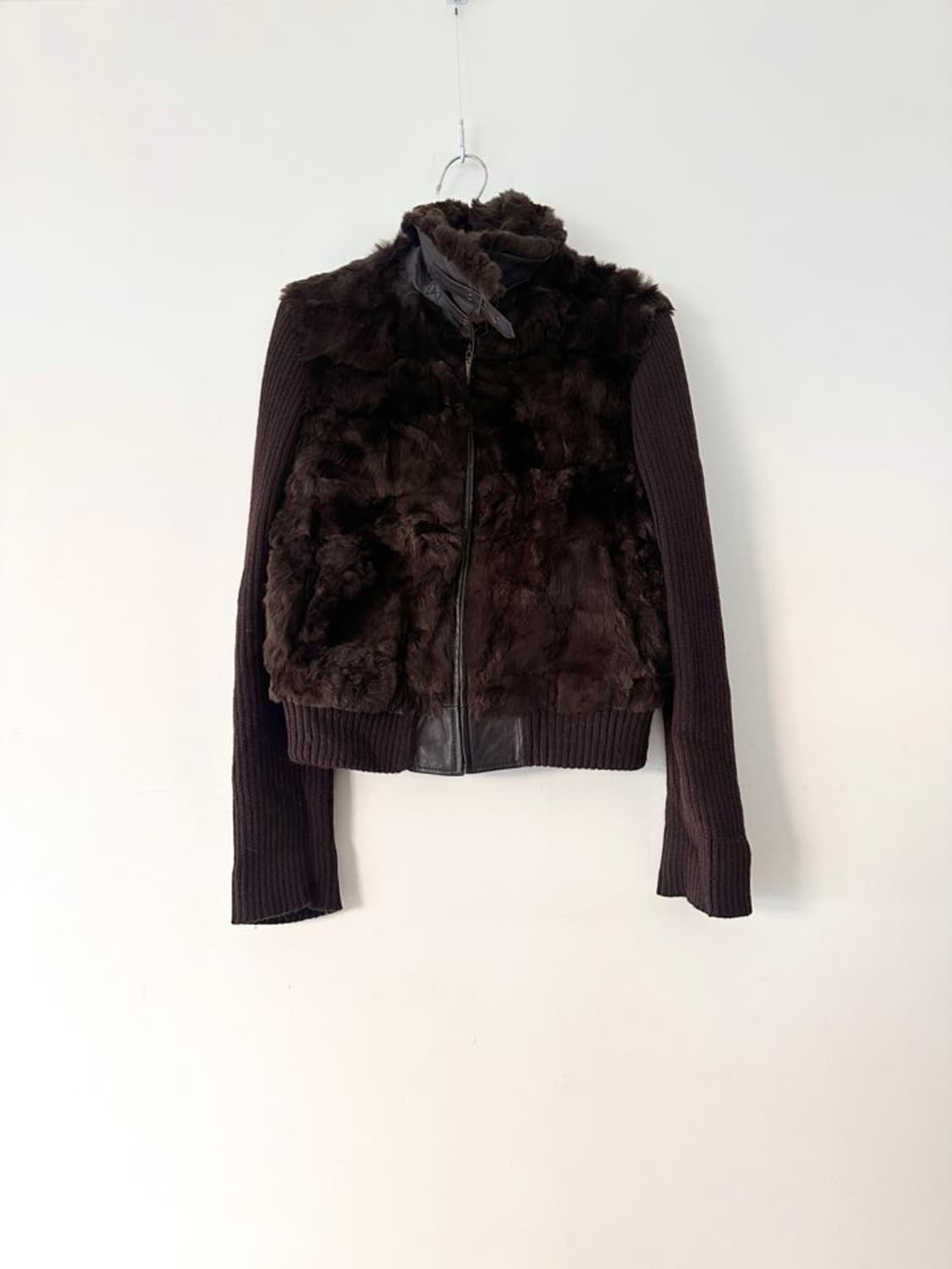 SHESMISS fur mix leather jacket / brown 상품이미지1