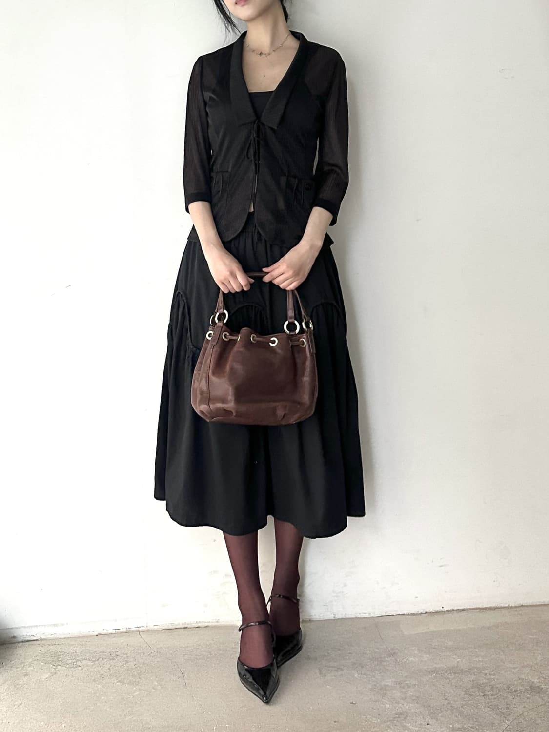 Sheer classic strape glitter blouse  상품이미지4