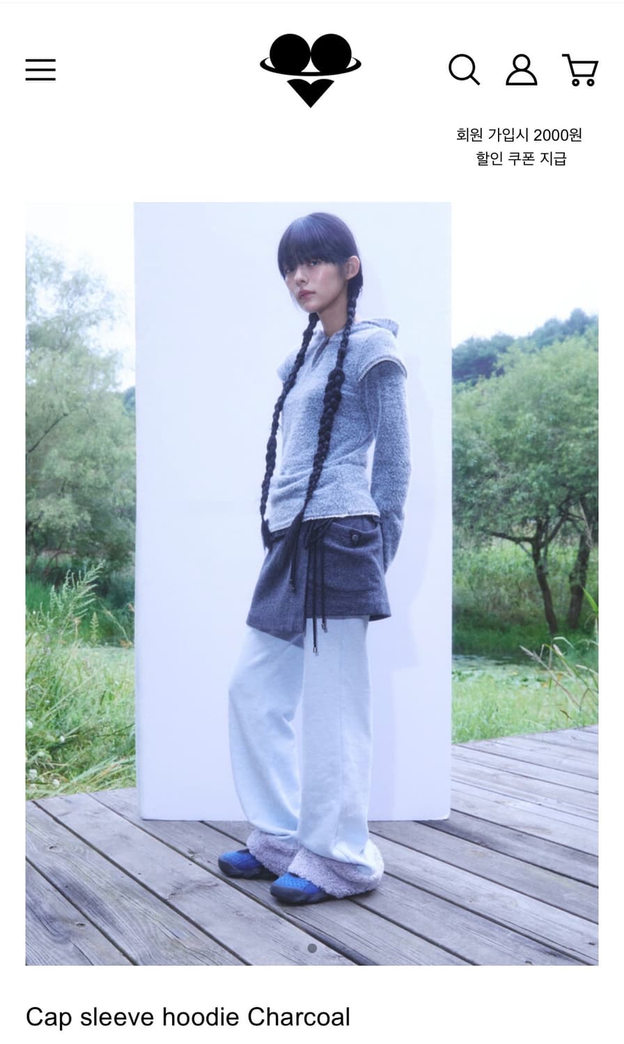 퓨레 Cap Sleeve Hoodie / Charcoal 상품이미지4