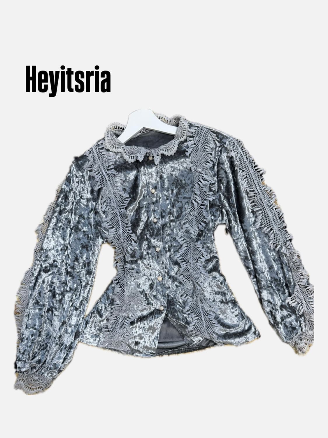 그레이 벨벳 펑크 갸루 무드 상의 상품이미지3