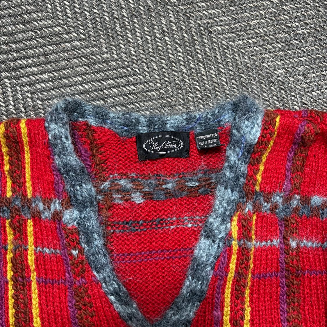 Hag Carrier 울100% 레드 니트 가디건(Free) 상품이미지4