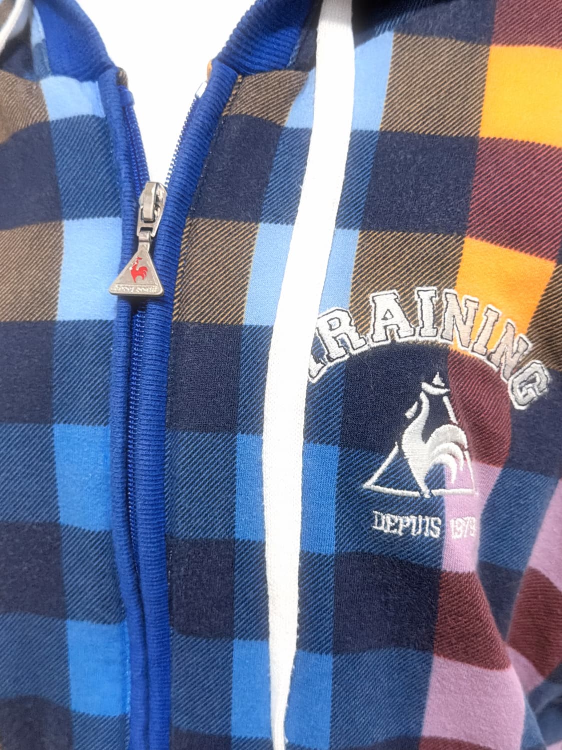 lecoqsportif 르꼬끄 체크 패턴 조끼 후드집업 상품이미지2