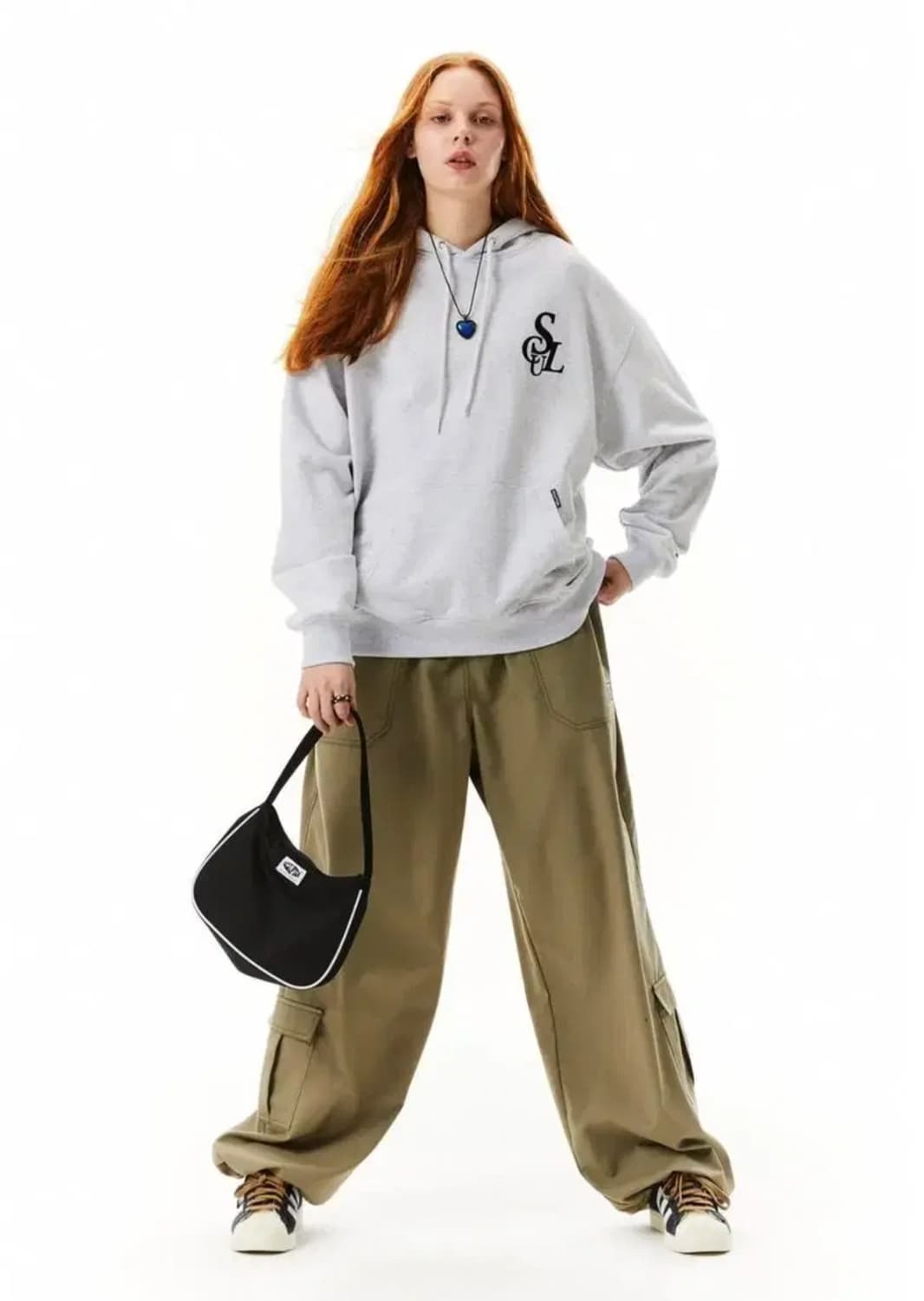 스컬프터 심볼 벨벳로고 세미크롭 오버 후드티 멜란지 (S) 상품이미지1