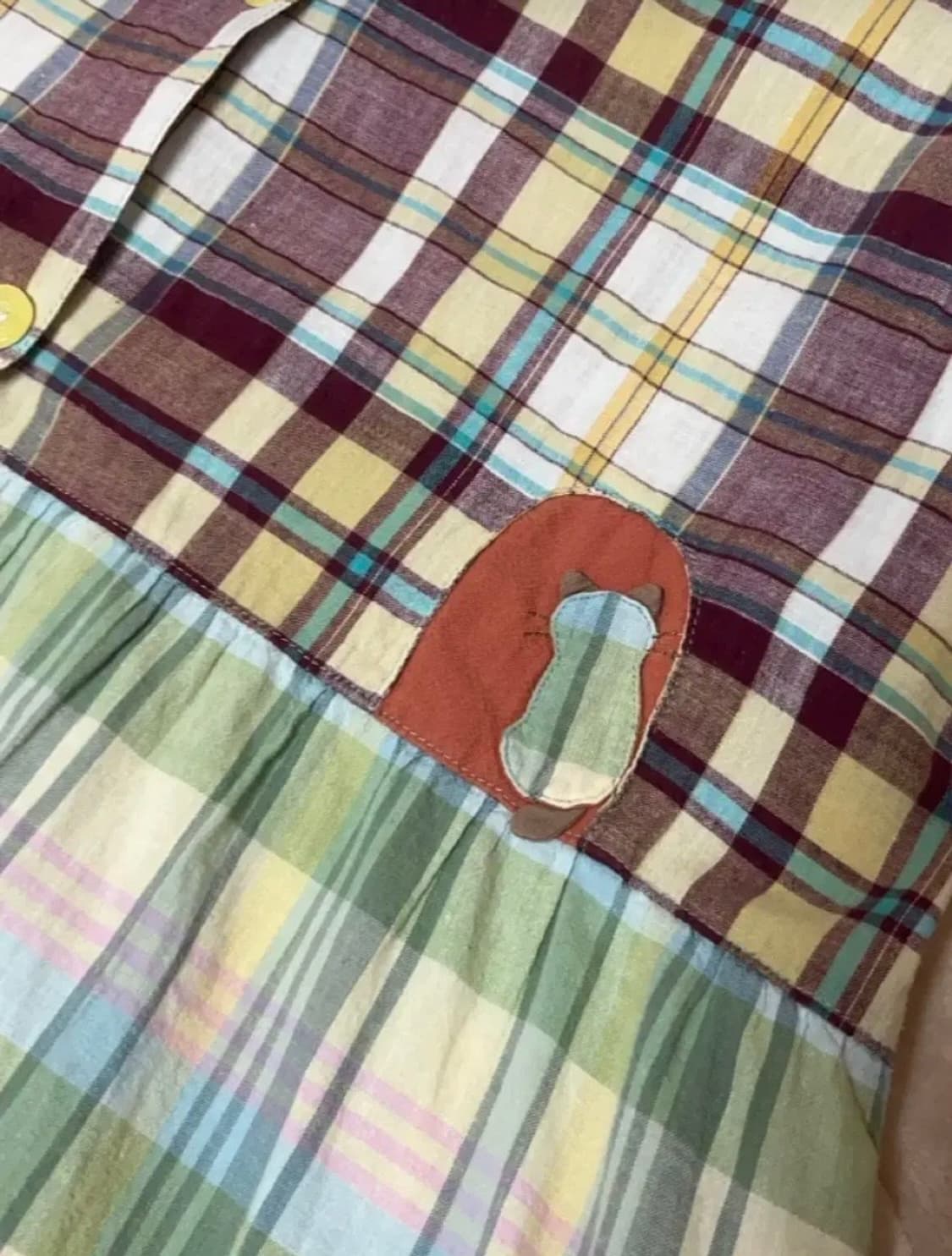 빈티지 고양이 블라우스 패치워크 원피스 패치원피스 상품이미지2