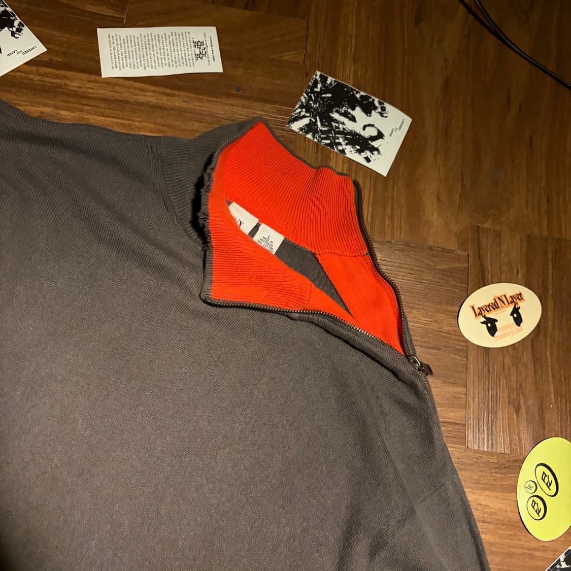 Armani exchange 넥 사이드 집업 니트 레드 상품이미지2