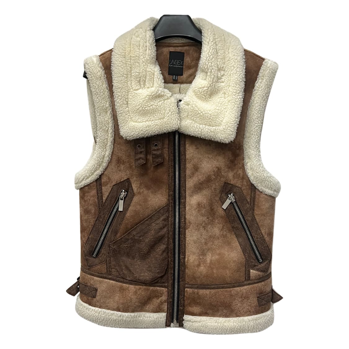 카이아크만 공용 벨티드 넥 무스탕 베스트 조끼 L 상품이미지2