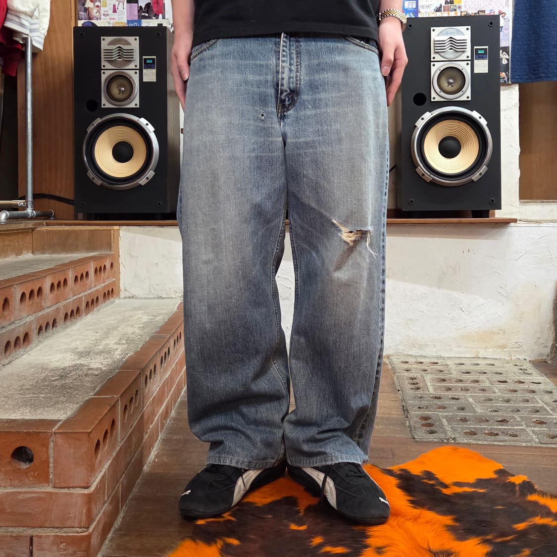 리바이스 JPN 504 디스 데미지 연청 데님 팬츠 상품이미지2