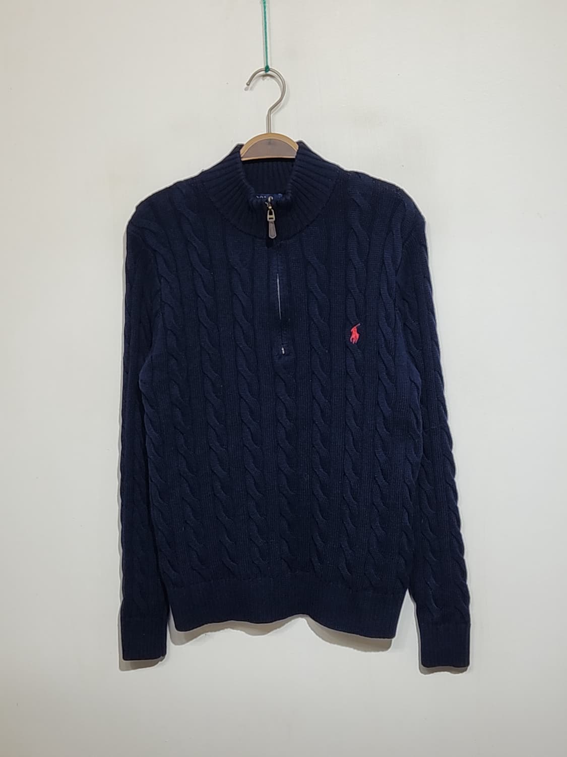 (S) 랄프로렌 폴로 꽈배기 니트 네이비 케이블 반집업 스웨터  상품이미지1