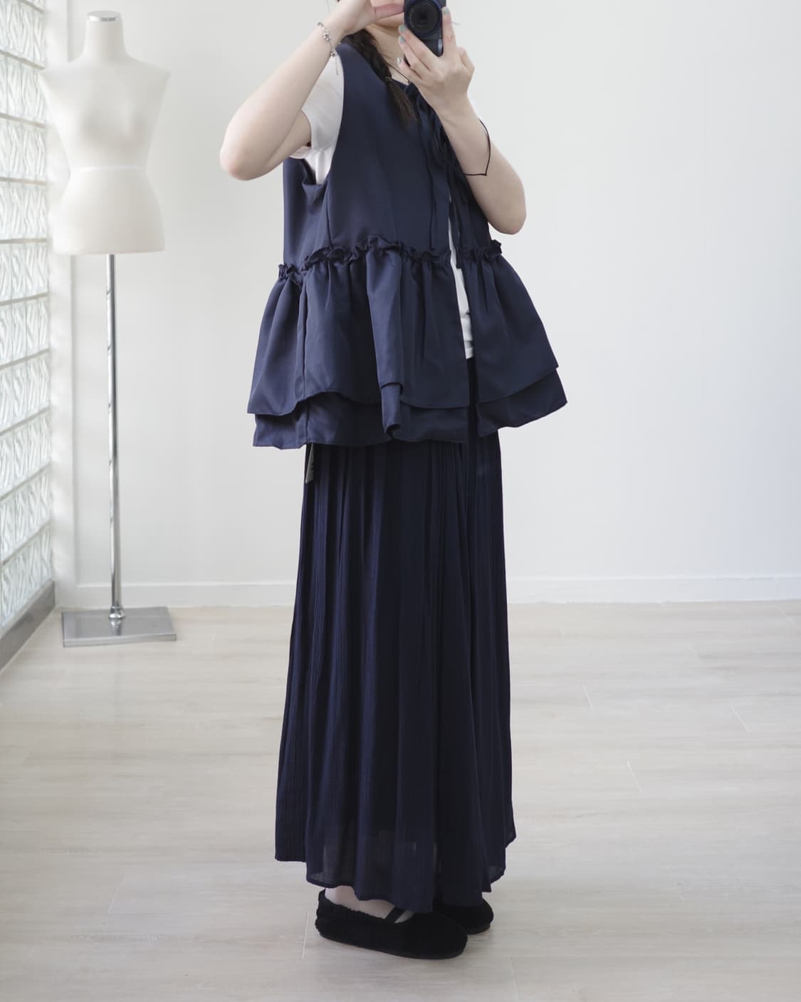 Friful navy frill vest 상품이미지3