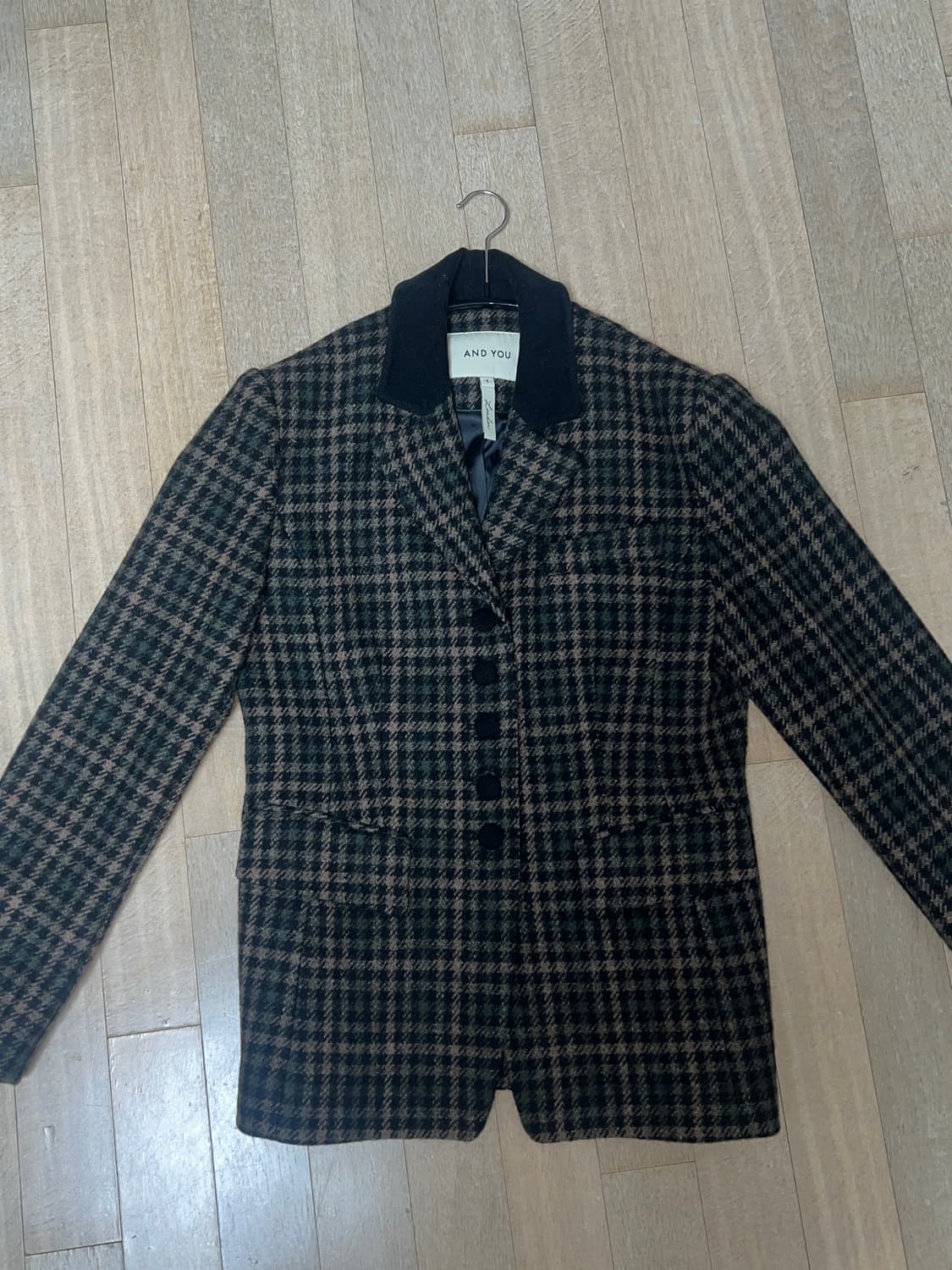 앤유 체크 울자켓  상품이미지3