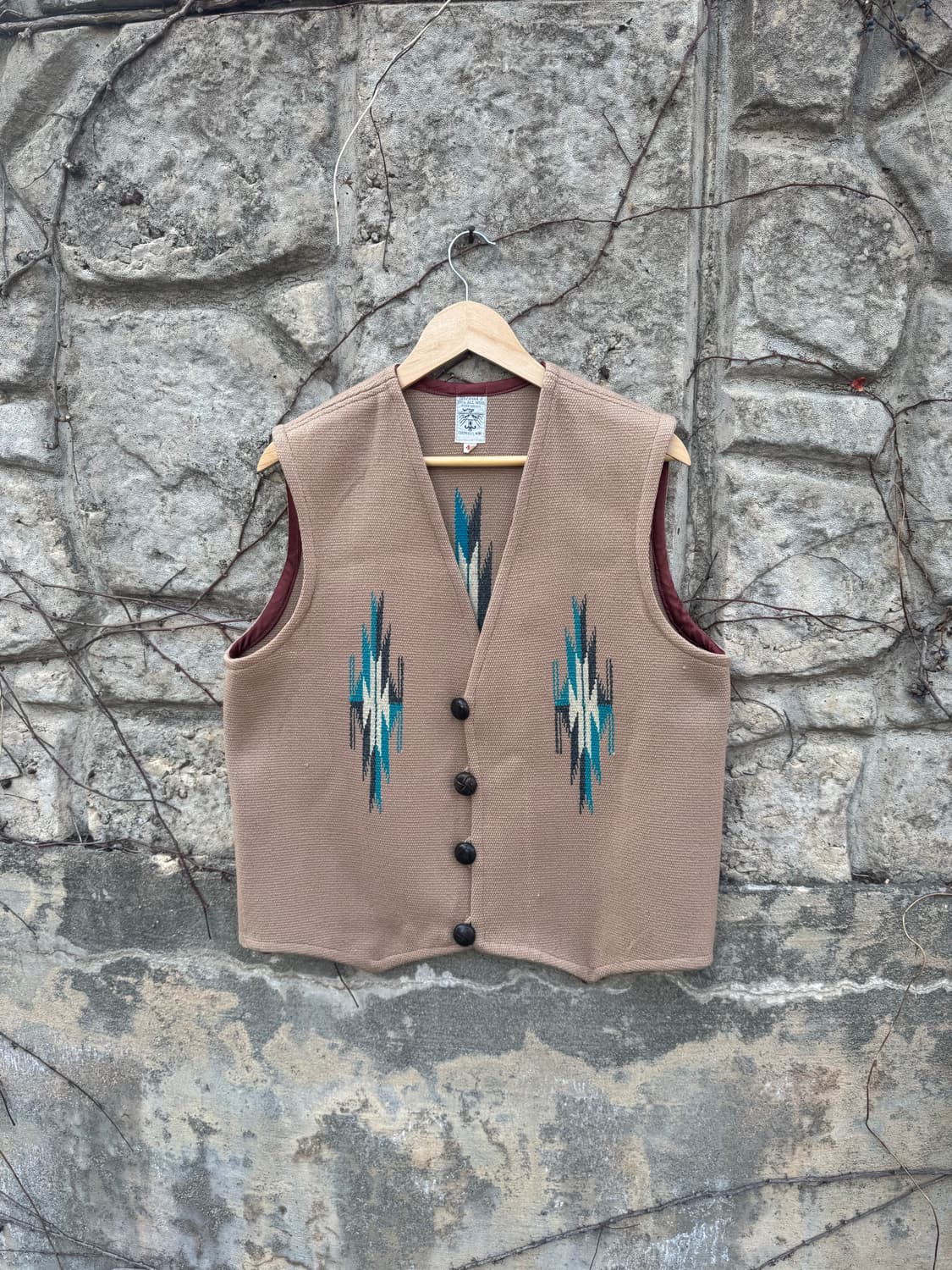 70s 오르테가 빈티지 핸드 우븐 울 웨스턴 치마요 베스트 조끼 상품이미지1