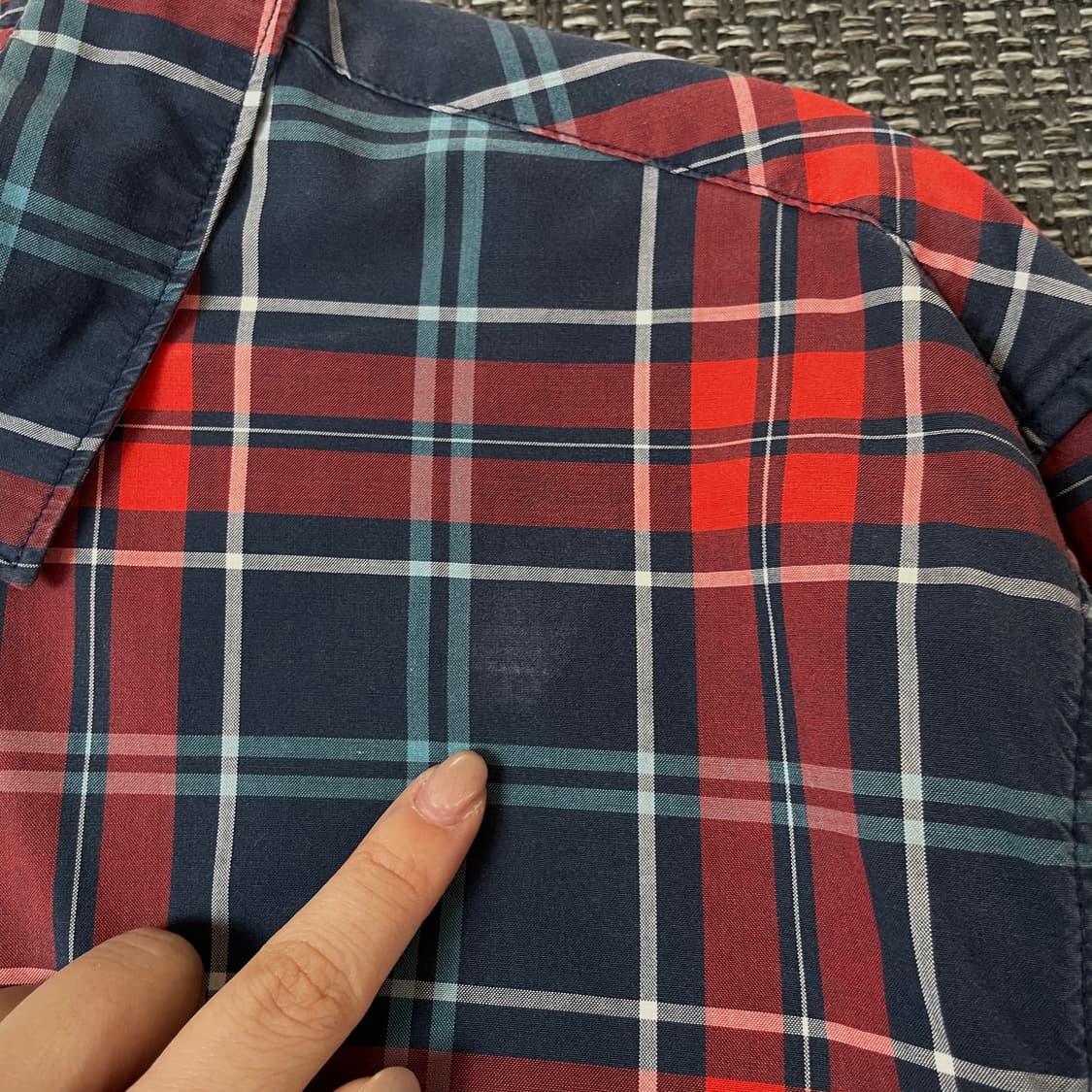 타미힐피거 레드블루 체크 긴팔 셔츠 레귤러핏 XL 상품이미지6