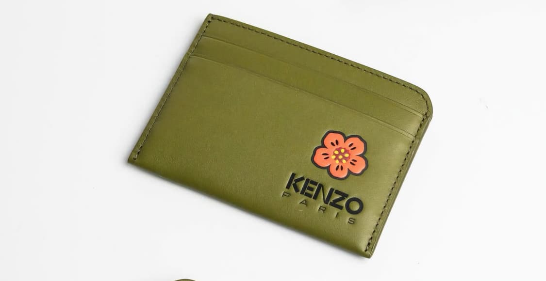 겐조 레더 보크 플라워 카드 홀더 지갑 카키 상품이미지1