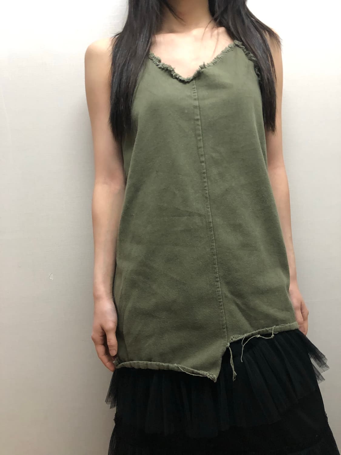 빈티지 카키 코튼 슬리브리스 상품이미지5