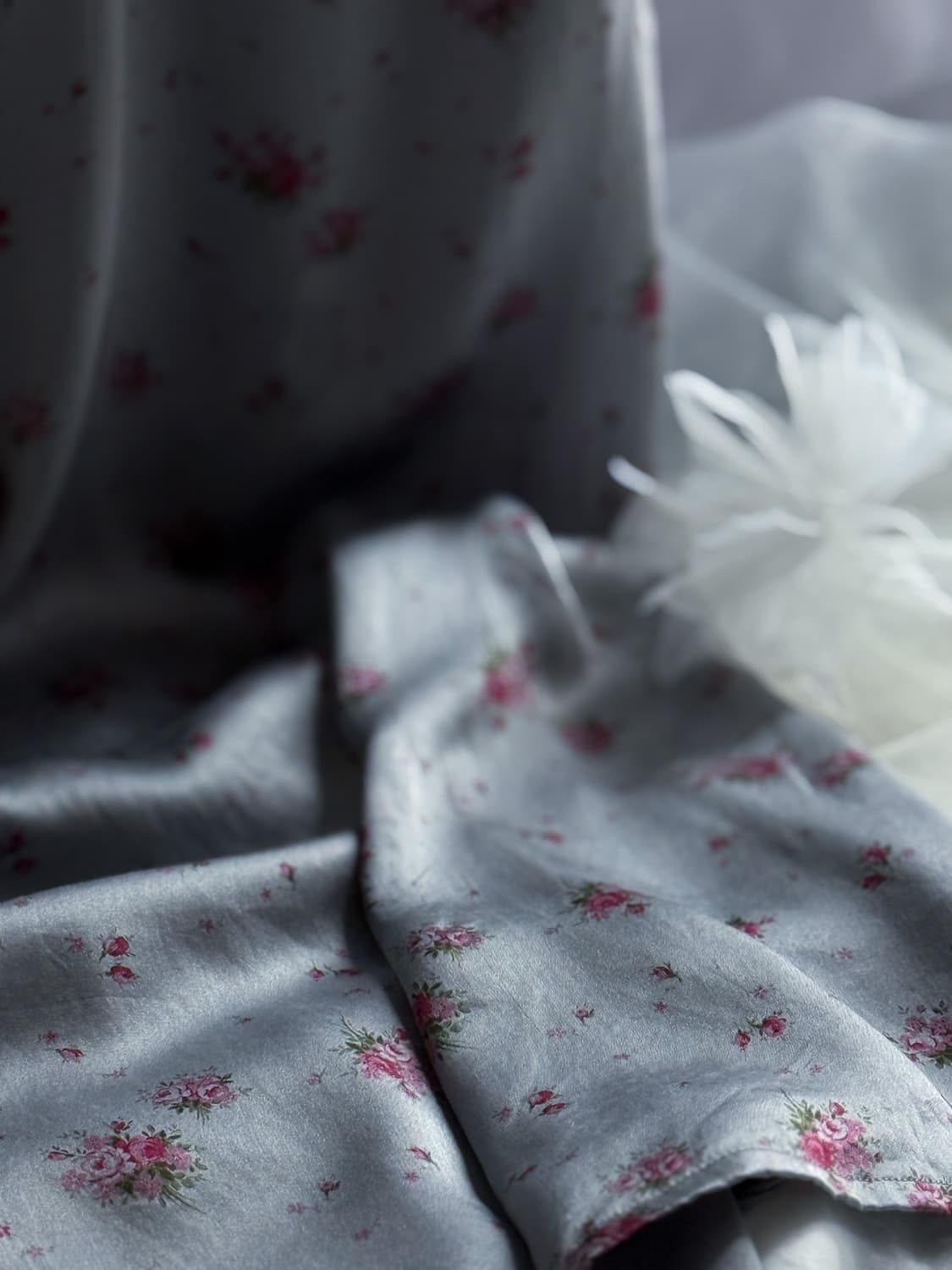 100% SILK Floral Silver Slip 0182 상품이미지5