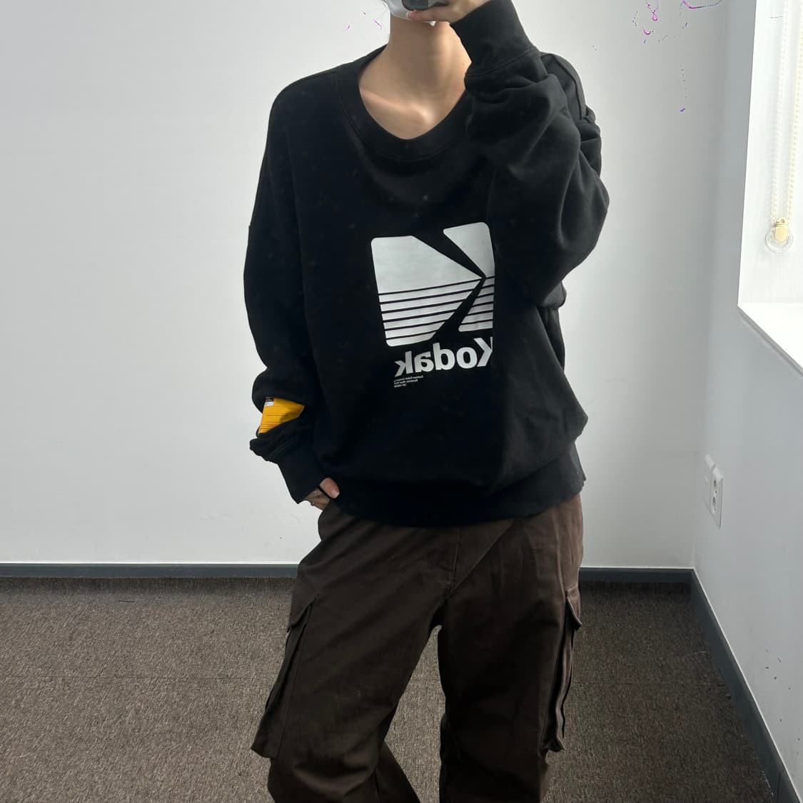 Kodak 코닥 화이트 빅로고 블랙 맨투맨 상품이미지1