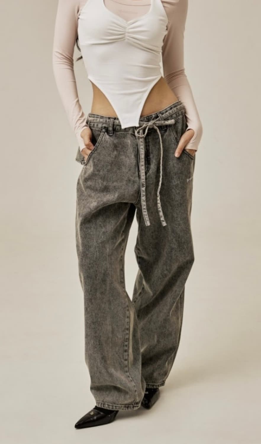 [단종| 쓰리타임즈 Ruffle baggy jeans] 상품이미지1