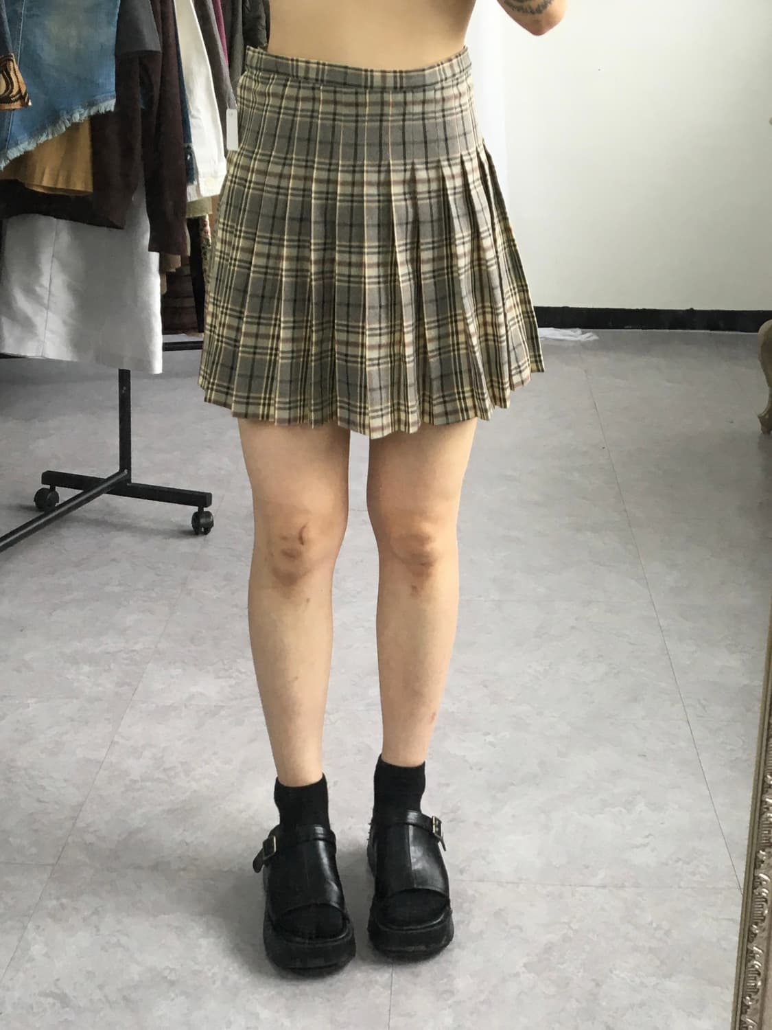 Check pattern pleats mini skirt 상품이미지3