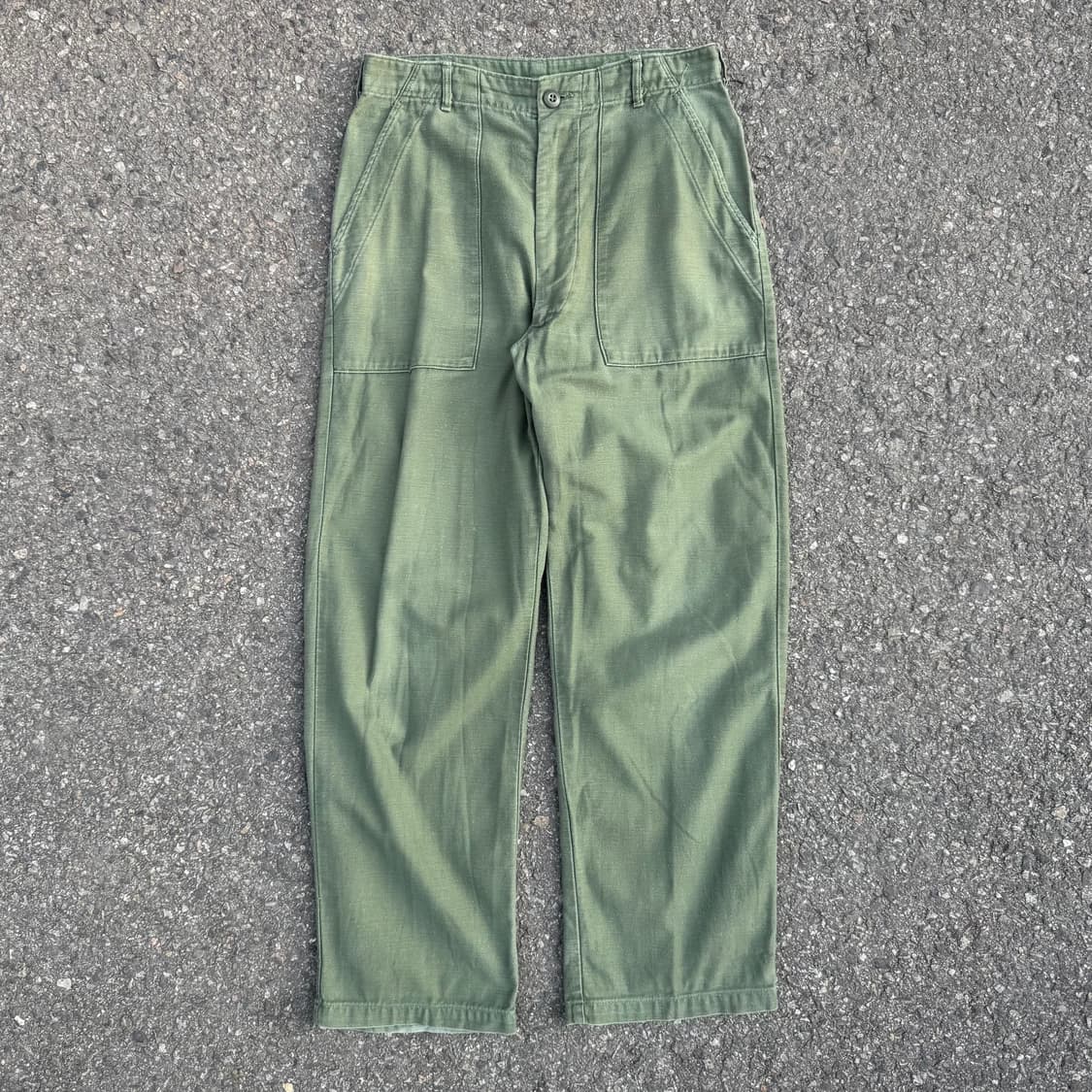 70s USA ARMY OG 트라우저 사틴 퍼티그 팬츠 상품이미지3