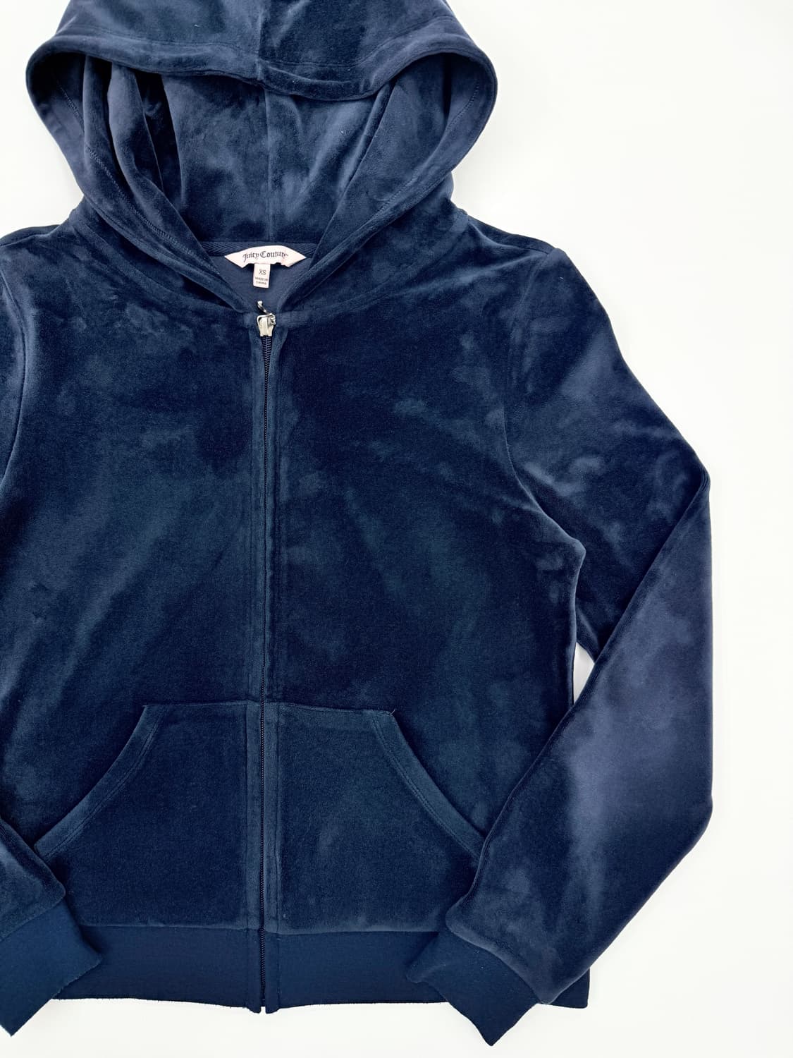 빈티지 Juicy Couture 블루 로고 벨벳 후드 집업 상품이미지5